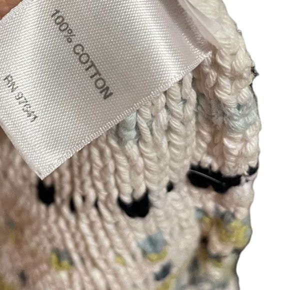 J. Jill White Blue Green Striped Long Sleeve Long Line Knit Crochet Cardigan Top - Picture 7 of 7